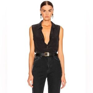 Equipment Slim Signature Sleeveless Silk Shirt True Black Size XL Closet Staple